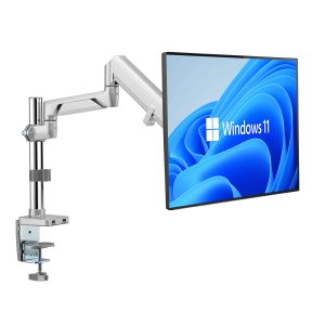 Novara Plus for 1x LCD 9kg, Aluminium, Quick-release VESA, Desk Clamp, 2x USB, 30cm Chrome Pole - Silver