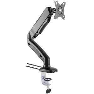 Vestra for 1x LCD 2-6.5kg, Desk Clamp Base w/ USB, Audio & Mic Ports - Black