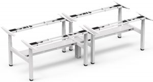 Alice quad-motor sit-stand desk frame height adjustable middle cable tray linked with spacer
