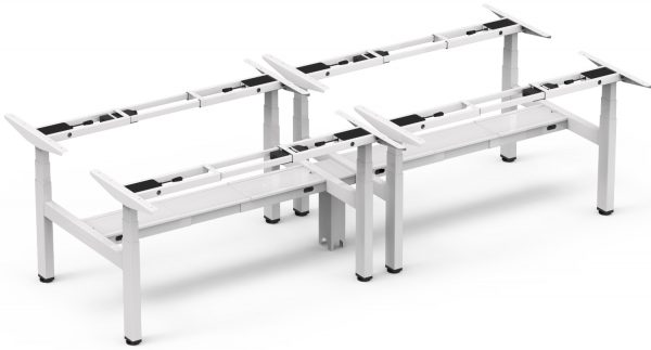 Alice quad-motor sit-stand desk frame height adjustable middle cable tray linked with spacer