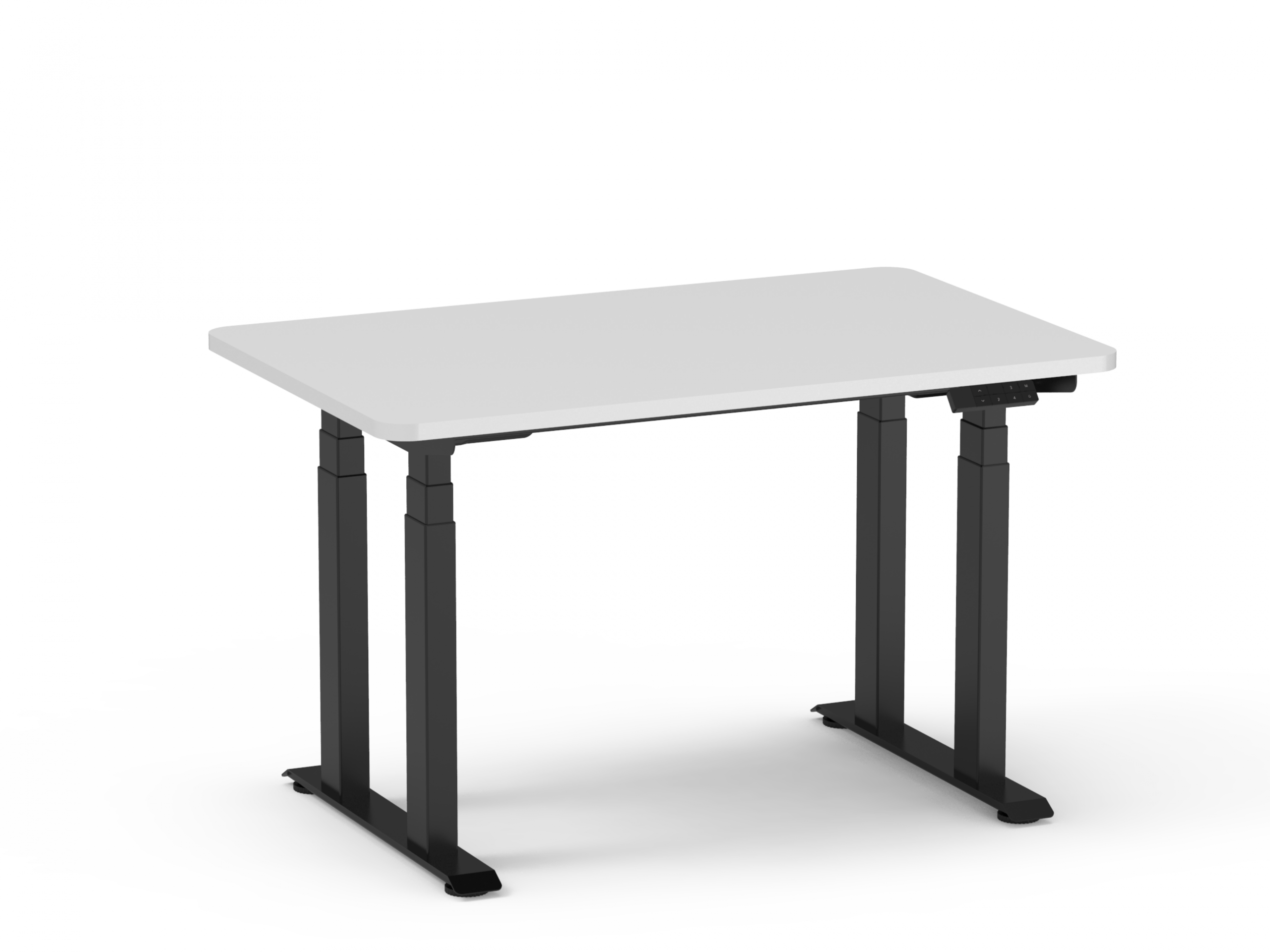 Ergo Ultra EDF45 desk frame image in black with white desktop