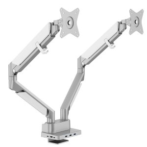 Novara Pro for 2x LCD 9kg, Aluminium, Quick-release VESA, Top-loading Desk Clamp/One cable for All Dock - Silver