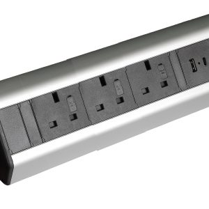 PBlock Plus Desk Power 3-fused Sockets, USB A+C, RJ45, HDMI (in Black, White)