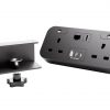 Hicon two dual UK socket desktop power unit with dual USB black and Media outputs WITH CLAMP