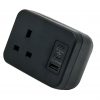 Hicon one single uk socket desktop power unit with dual USB black