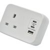 Hicon one single uk socket desktop power unit with dual USB white