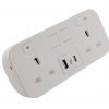 Hicon two dual UK socket desktop power unit with dual USB WHITE and Media outputs