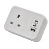 Hicon one single uk socket desktop power unit with dual USB white