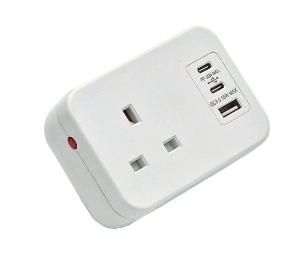 Hicon one single uk socket desktop power unit with dual USB white