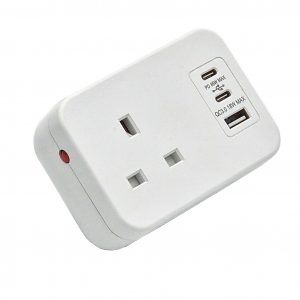 Hicon one single uk socket desktop power unit with dual USB white
