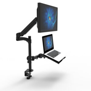 Velastation Gas Arm Workstation + Laptop tray & 70cm pole (Black, White)