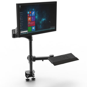 Velastation Gas Arm Workstation with Keyboard Tray & 70cm pole - Black